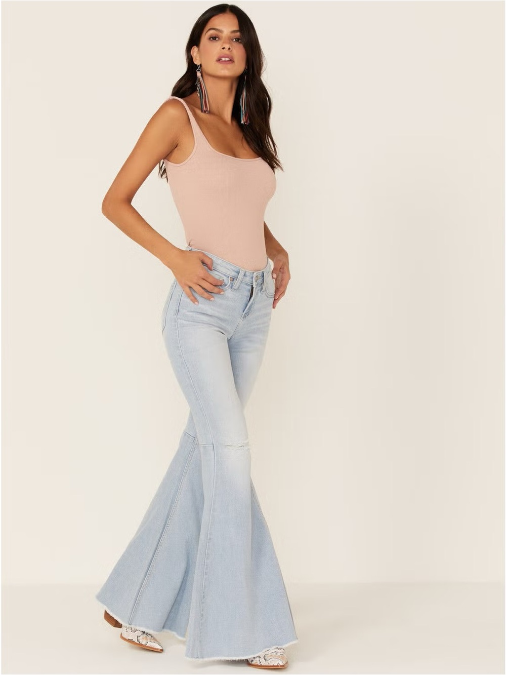 Shyanne Destructed Knee Super Flare Jeans